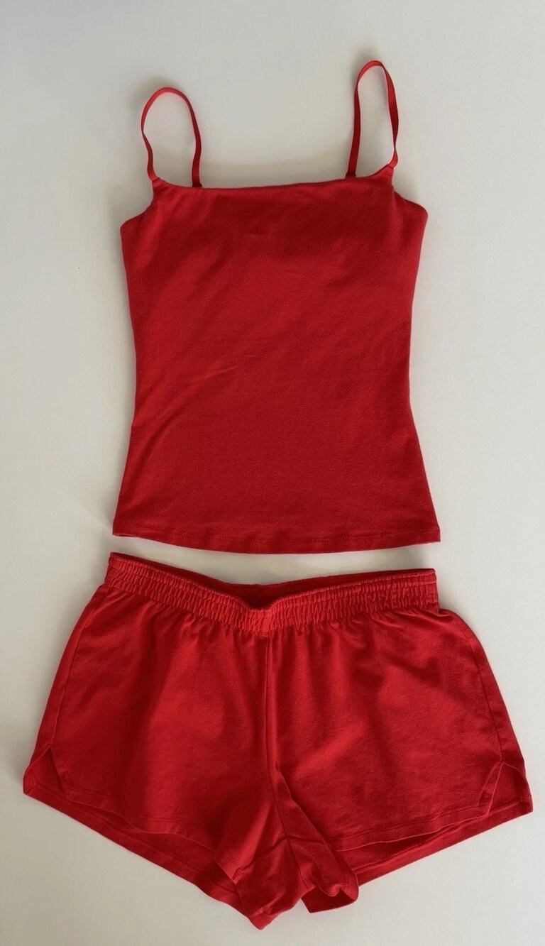 SOLD OUT SKIMS Fits Everybody Cami & Shorts Lounge Set Size XS Scarlet Red EUC